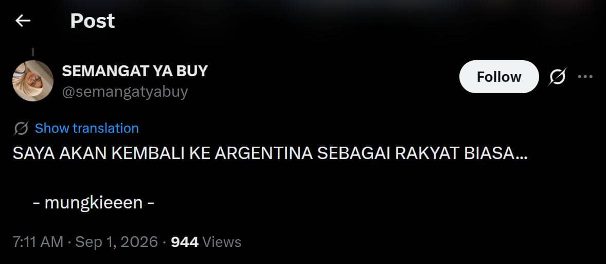 Unggahan reaksi kocak netizen di media sosial setelah Messi mengumumkan pensiun dari sepak bola.
