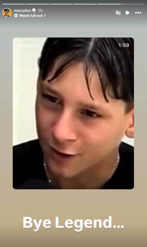 Kolase unggahan Instagram sejumlah artis yang bereaksi atas pengumuman pensiun Lionel Messi dari sepak bola.