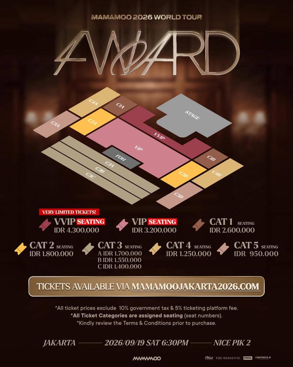 seat plan MAMAMOO 2026 WORLD TOUR <4WARD> di Jakarta