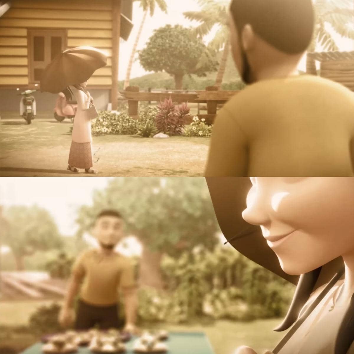 Ibu Upin dan Ipin saat menjual kue