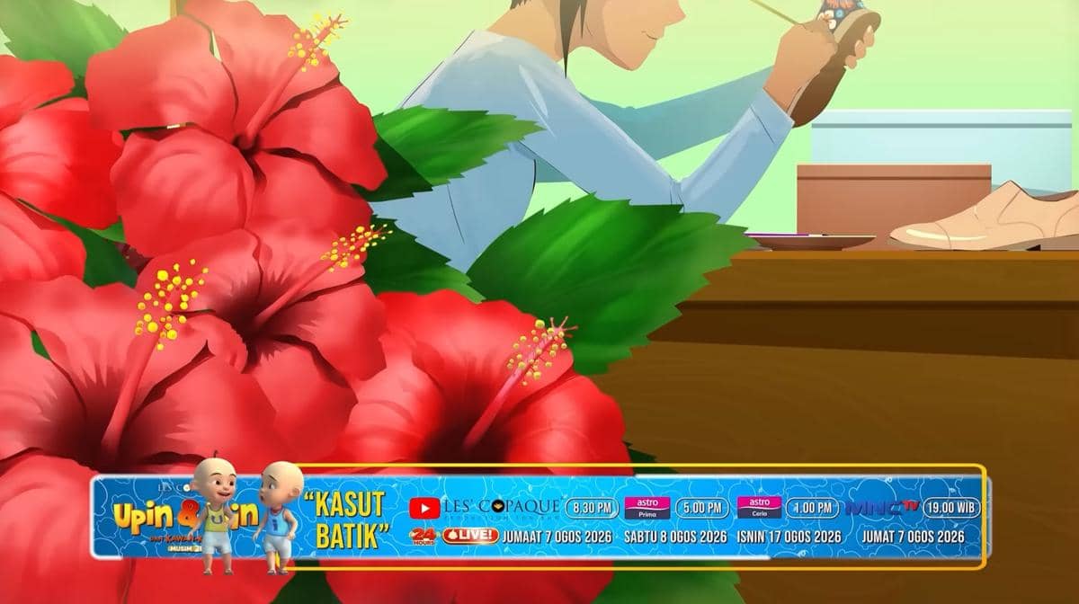 Ibu Upin dan Ipin saat bekerja sebagai pelukis di pabrik sepatu