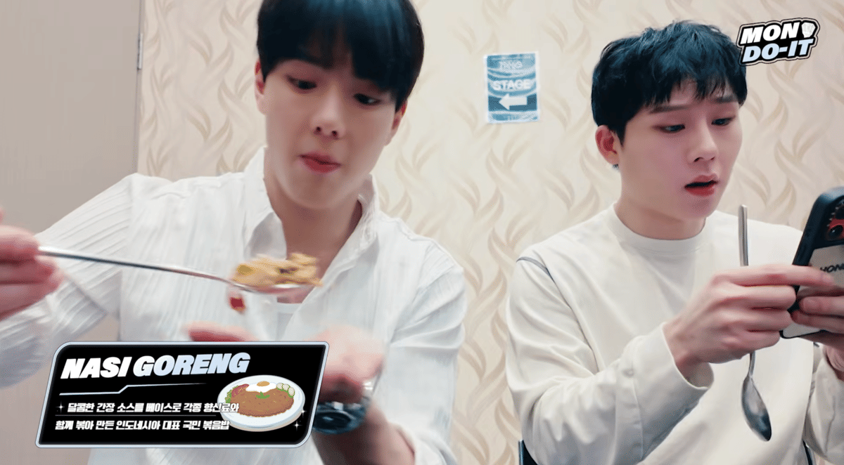 momen Shownu dan Joohoney coba makanan Indonesia