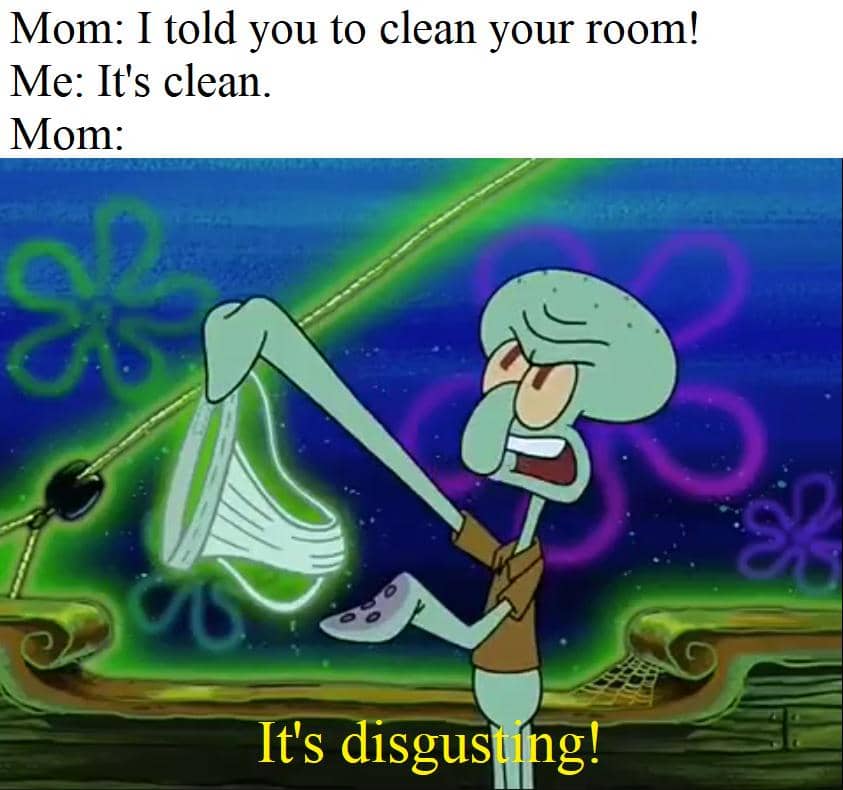 meme SpongeBob tentang bersih-bersih