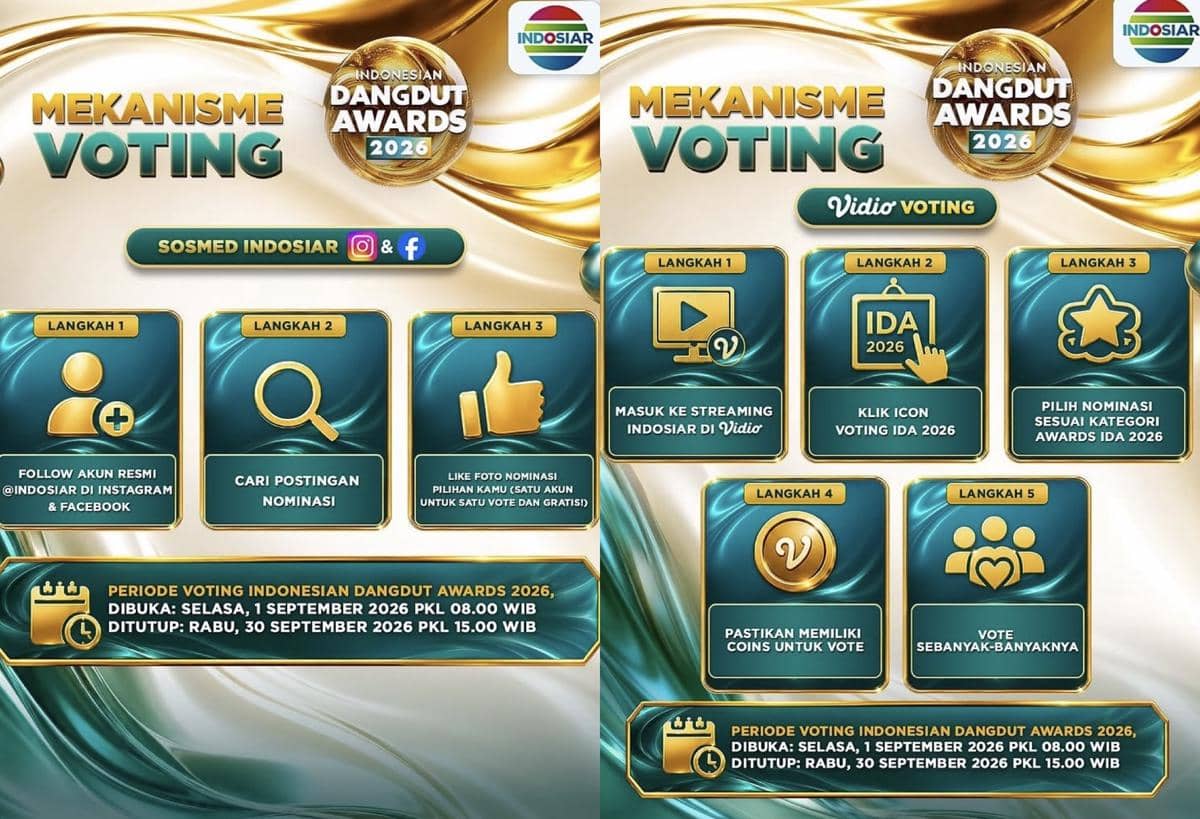 Poster promosi Indonesian Dangdut Awards 2026 yang diunggah melalui akun Instagram Indosiar, menandai ajang penghargaan musik dangdut.