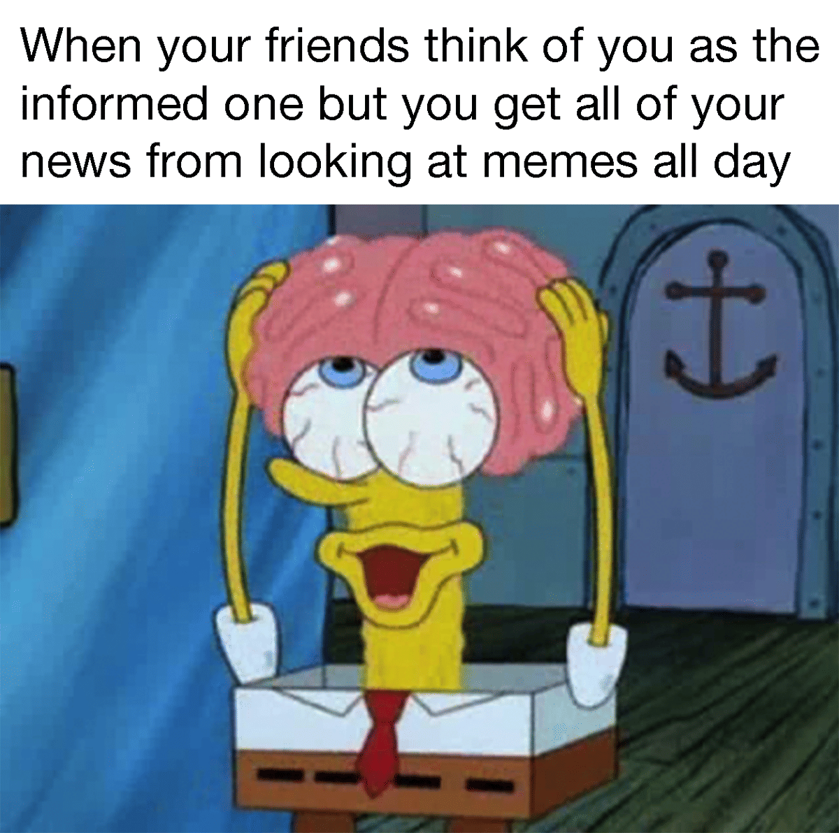 meme SpongeBob tentang merasa genius