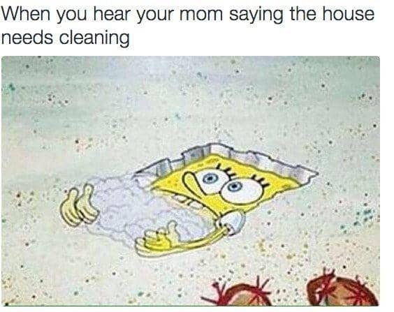 meme SpongeBob tentang bersih-bersih
