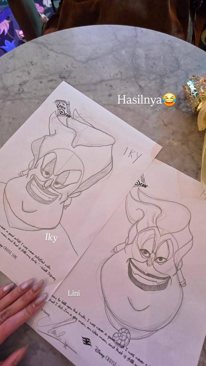 Mahalini dan Rizky Febian menikmati liburan bersama di kapal pesiar Disney Cruise melalui unggahan Instagram.