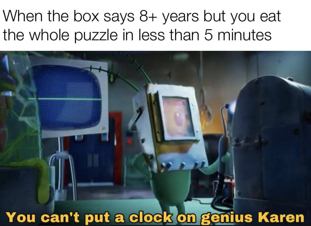 meme SpongeBob tentang merasa genius