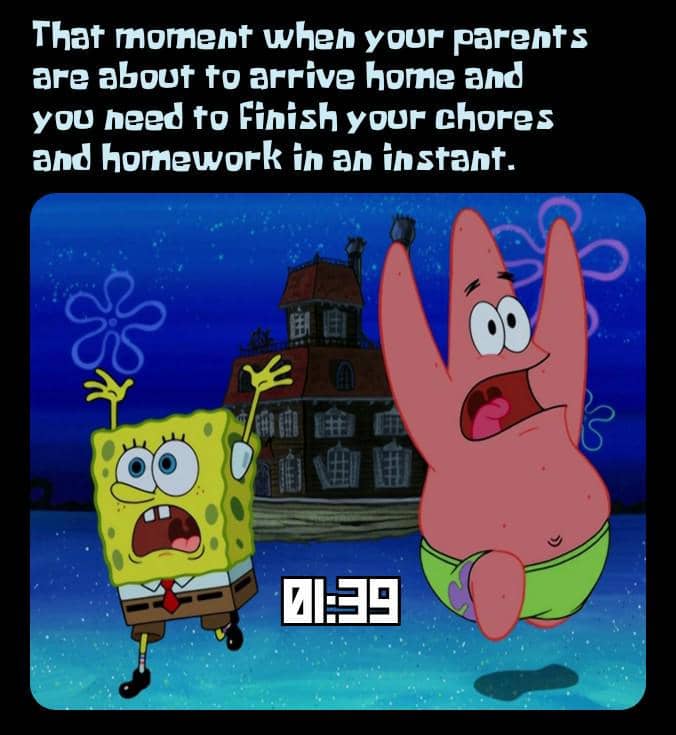 meme SpongeBob tentang bersih-bersih