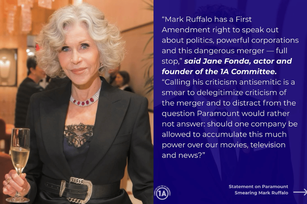 Aktris Jane Fonda ikut beri support untuk Mark Ruffalo (instagram.com/janefonda/1acommittee)