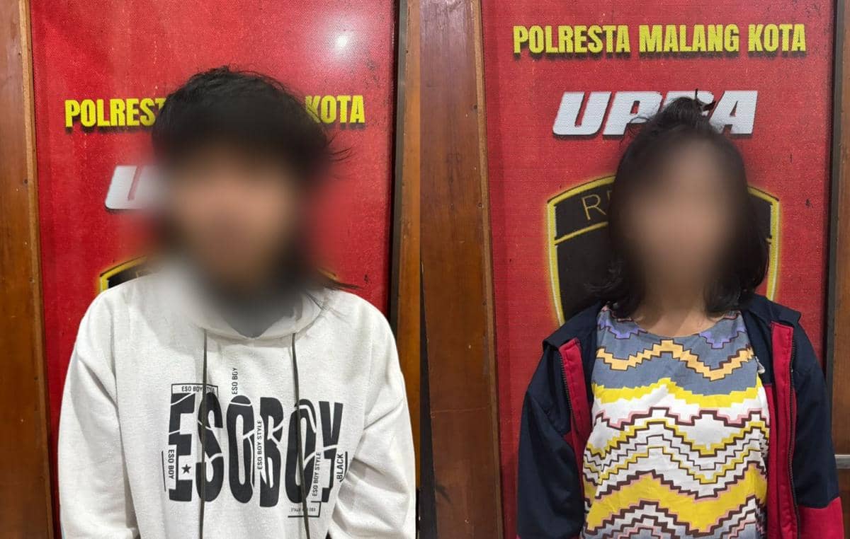 MA dan SM diamankan petugas Satreskrim Polresta Malang Kota dalam dokumentasi resmi kepolisian.