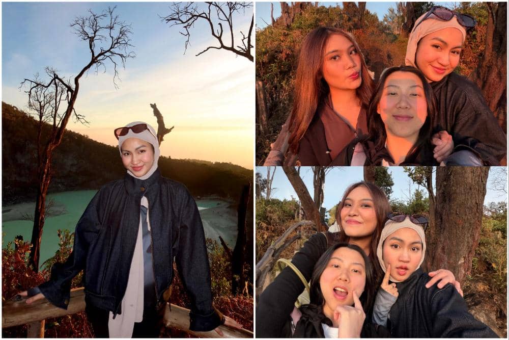 Xaviera Putri Menikmati Matahari Terbit di Kawah Putih Ciwidey Bandung