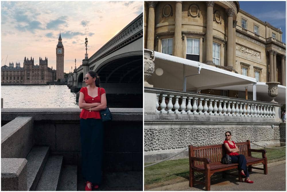 Yunita Siregar Jalan-jalan di Kota London dengan Outfit Merah, Menawan