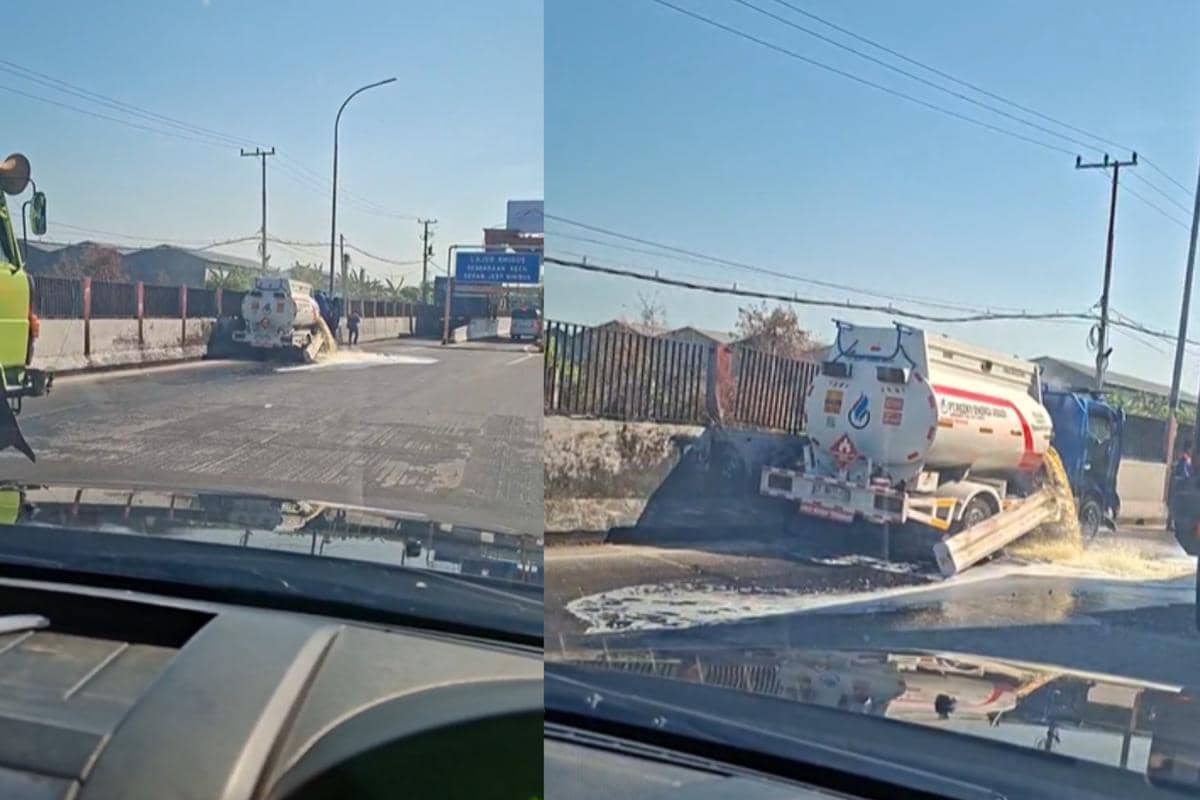 Truk Tangki Tabrak Kontainer di Tol Makassar, Solar Tumpah ke Jalan