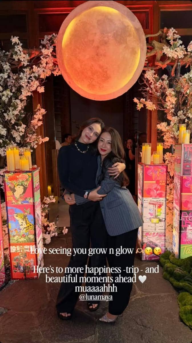 Gaya OOTD para tamu selebritas saat menghadiri pesta kejutan ulang tahun Luna Maya, dibagikan oleh imeyliem.