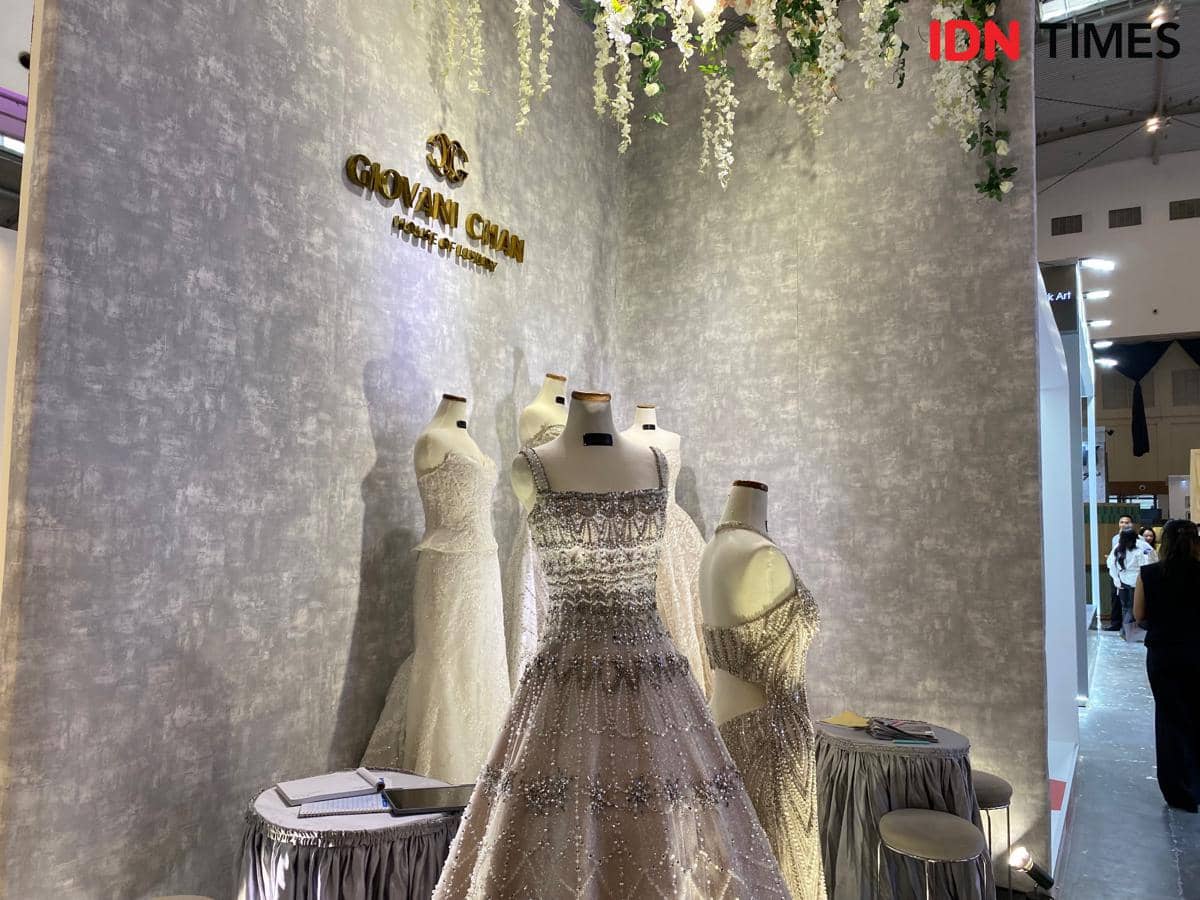 Salah satu inspirasi gaun pengantin untuk calon pengantin yang hadir di ajang Bridestory Market 2026.