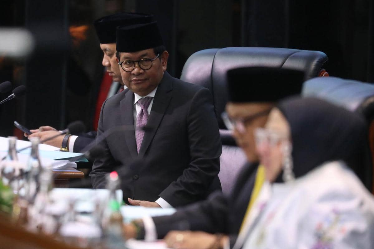 Gubernur DKI Jakarta, Pramono Anung, dalam Rapat Paripurna DPRD Provinsi DKI Jakarta di Gedung DPRD DKI Jakarta, Jakarta Pusat, Kamis (3/9).