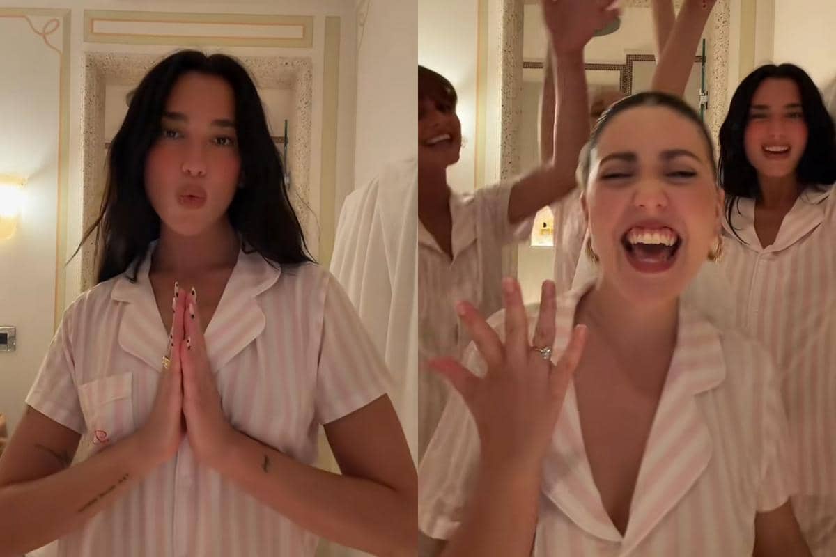 Dua Lipa membuat video tren Manifesting di TikTok yang dibagikan melalui akun Team Dua HQ di platform tersebut.