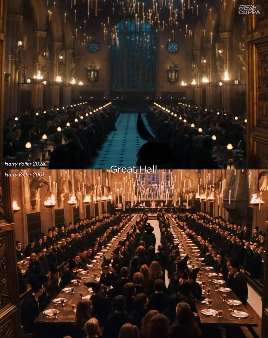Kolase poster Harry Potter versi film Warner Bros. dan serial HBO untuk membandingkan dua adaptasi kisah sihir.