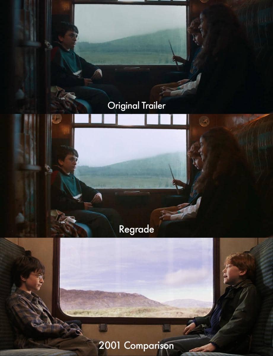 Kolase perbandingan penampilan karakter Harry Potter dalam serial HBO dan versi film Warner Bros.