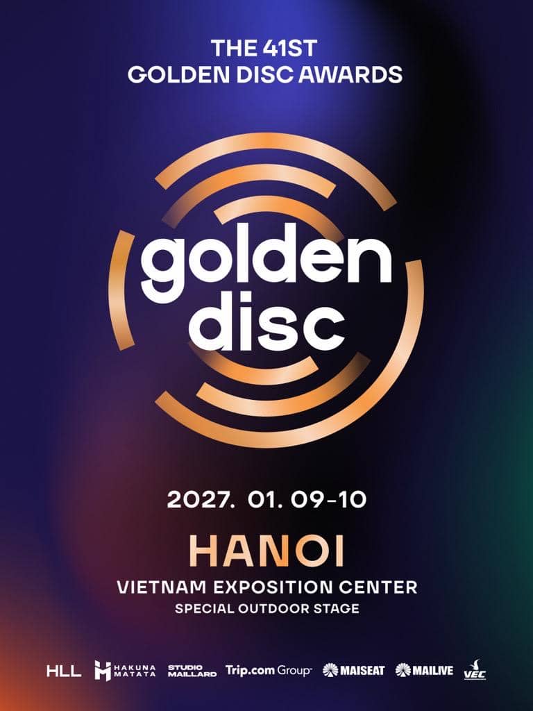 Poster Golden Disc Awards ke-41 dengan desain promosi acara dan tulisan nama ajang penghargaan musik tersebut.