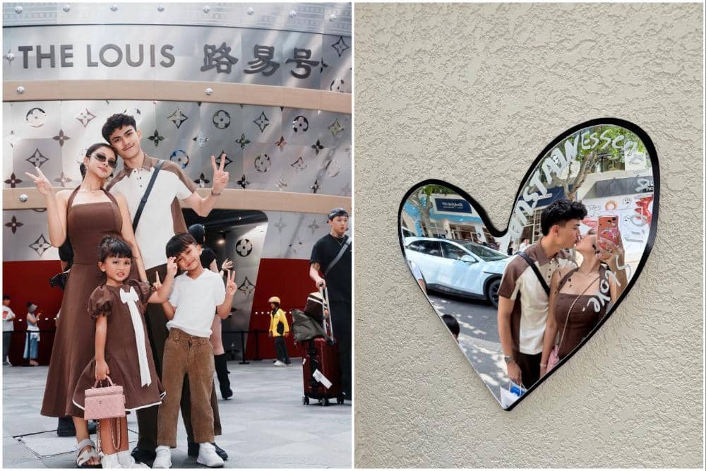 Keluarga Hanum Mega Liburan di Shanghai, pakai Outfit Kembar!