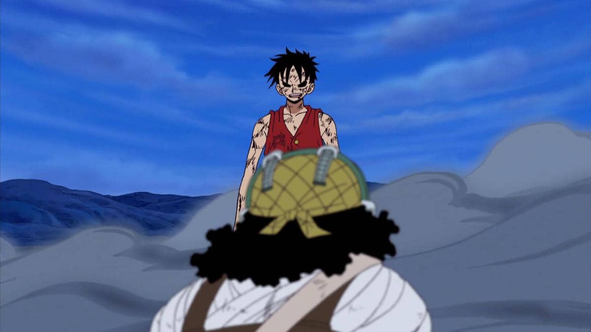 Usopp berhasil membuat kaptennya sendiri, Monkey D Luffy, babak belur dalam duel sengit di Water 7.