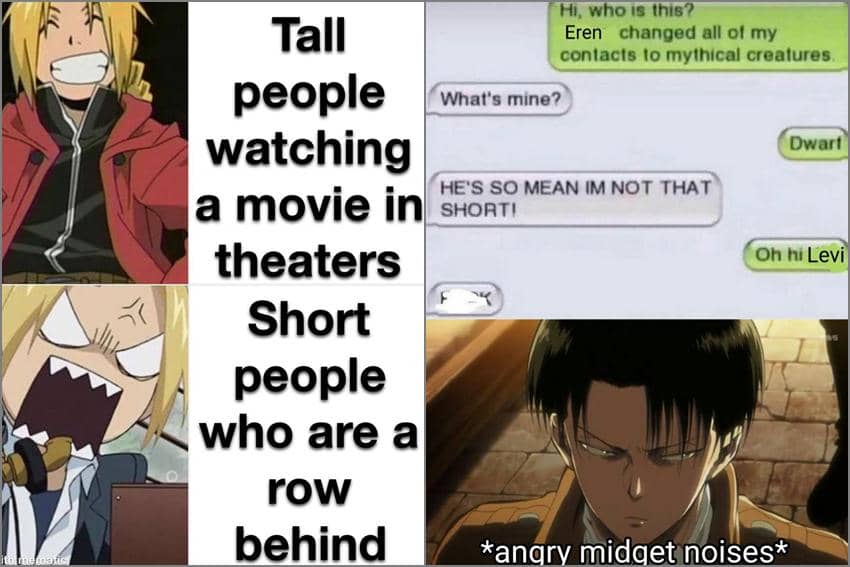 8 Meme Anime tentang Orang Bertubuh Mungil, Levi Kena Roasting
