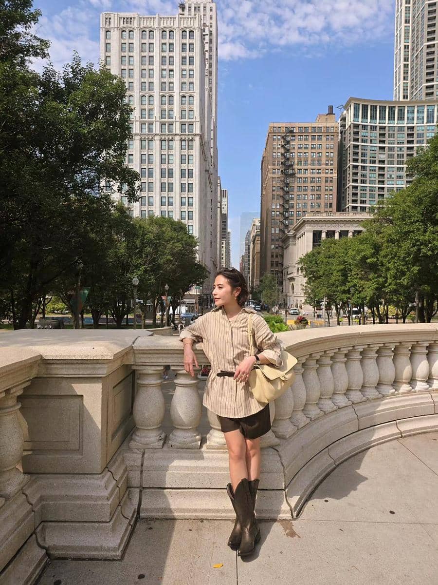 Prilly Latuconsina dan Omara jalan-jalan di pusat Kota Chicago