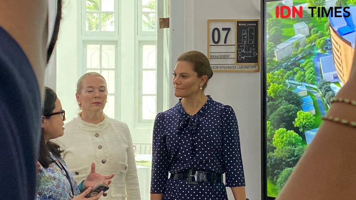 Goodwill Ambassador UNDP Putri Mahkota Victoria dari Swedia mengunjungi Pusat Biomedis dan Genomika Kesehatan di Gedung Eijkman, Jakarta.