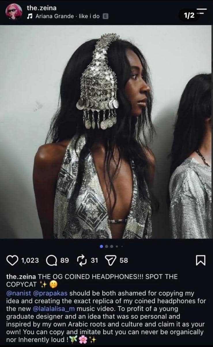 Unggahan Instagram Zeina dari akun @the.zeina, sesuai keterangan yang menyertai materi visual.