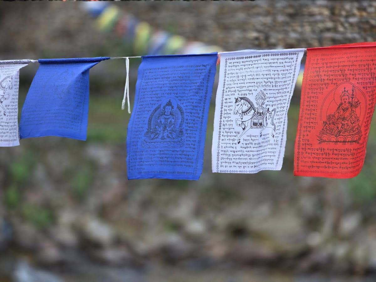Potret prayer flags Tibet