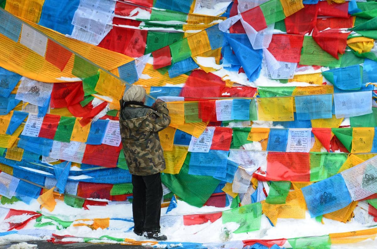 Potret prayer flags Tibet