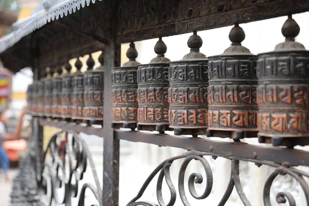 Potret prayer wheels Tibet