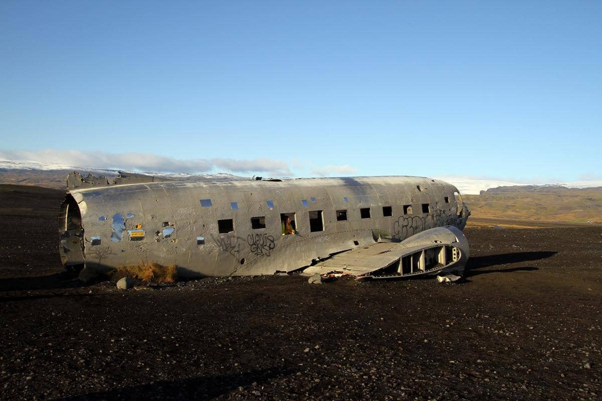 Sólheimasandur, lokasi tempat bangkai pesawat DC-3 yang jatuh pada 1973.