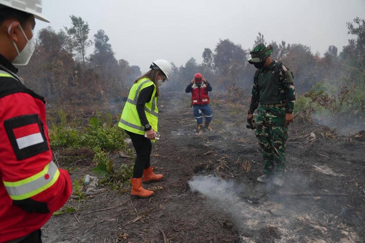 Sejumlah relawan MIND ID mengikuti penanganan kebakaran hutan dan lahan sebagai bagian dari respons karhutla.