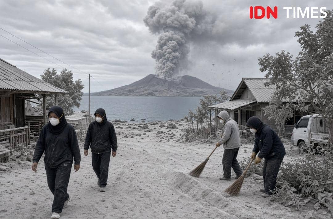 Ilustrasi masker respirator N95 dan KN95 yang dianjurkan untuk melindungi pernapasan dari paparan abu vulkanik.