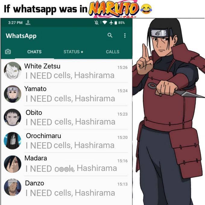 meme Naruto tentang sel Hashirama