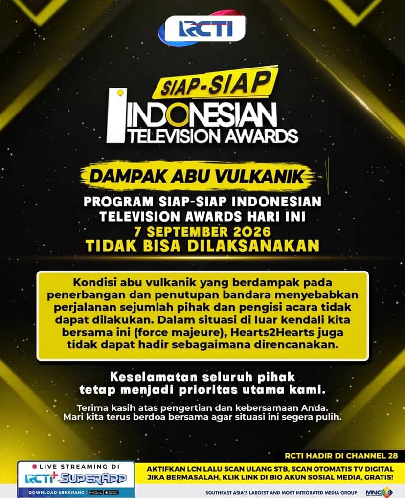 Poster promosi Indonesian Television Awards 2026 dengan teks “Siap-Siap” dan logo acara berlatar gelap kebiruan.