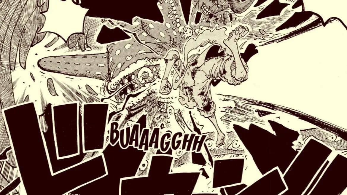 Gear 5 Luffy menyerang Nerona Imu. (Dok. Eiichiro Oda, Shueisha/One Piece)