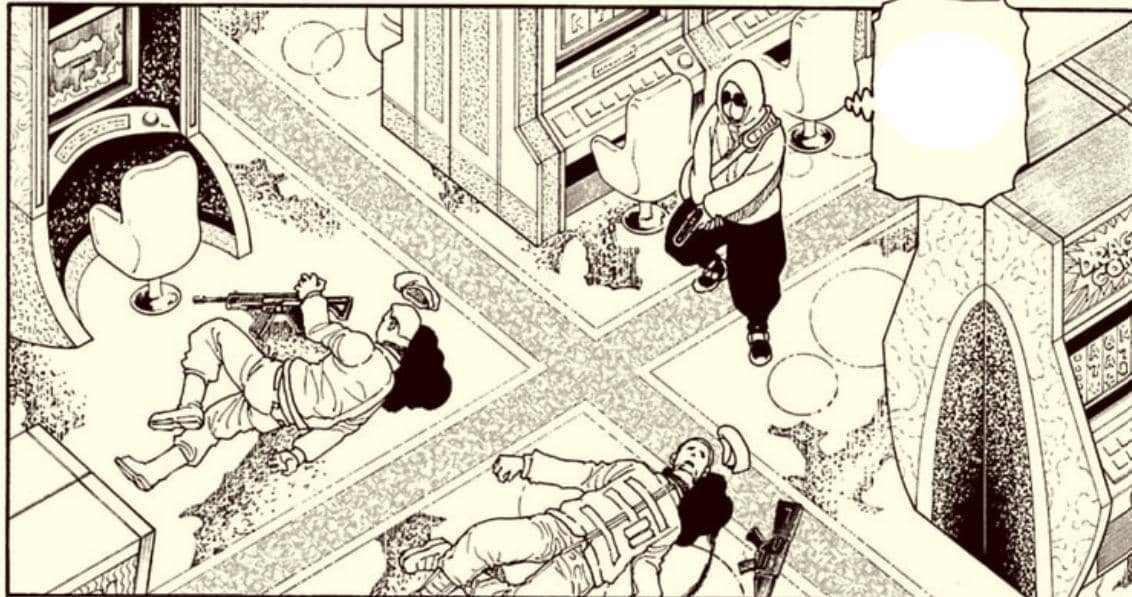 Tserriednich menatap sejumlah prajurit Royal Army yang tewas dalam adegan manga Hunter x Hunter bab 420.