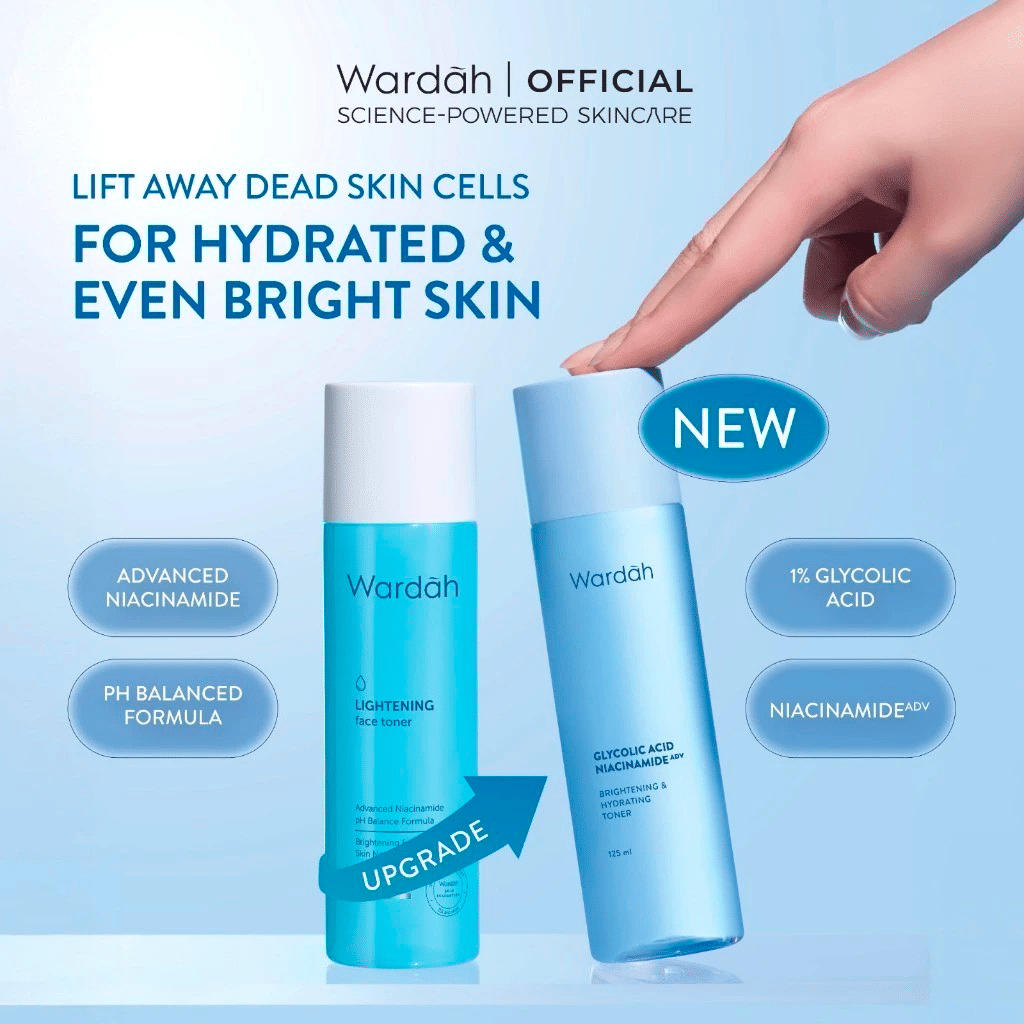 Wardah Lightening Glycolic Acid Niacinamide ADV Brightening Hydrating Face Toner