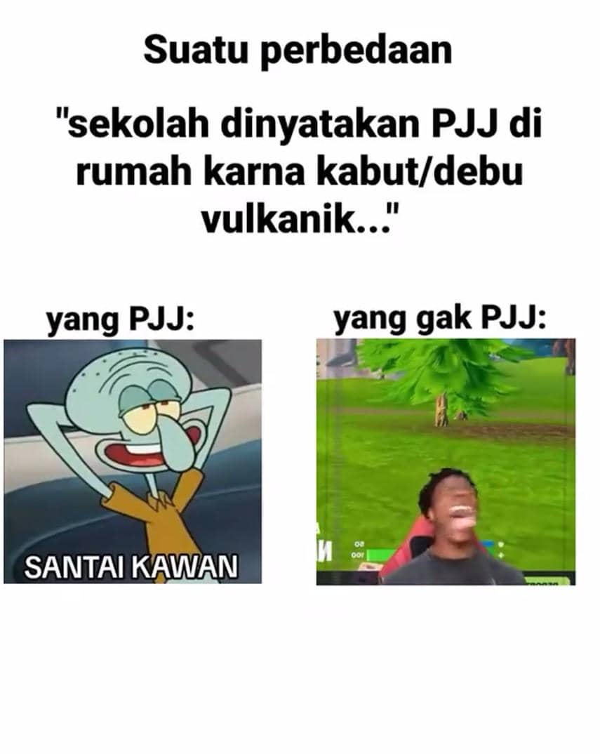 Meme PJJ dari akun TikTok @kaptentiktok66 yang membahas situasi pembelajaran jarak jauh secara humoris.