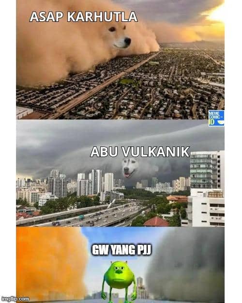 Meme komik tentang pembelajaran jarak jauh (PJJ) dari akun Instagram memecomic.id, disajikan dengan ilustrasi dan teks humor.