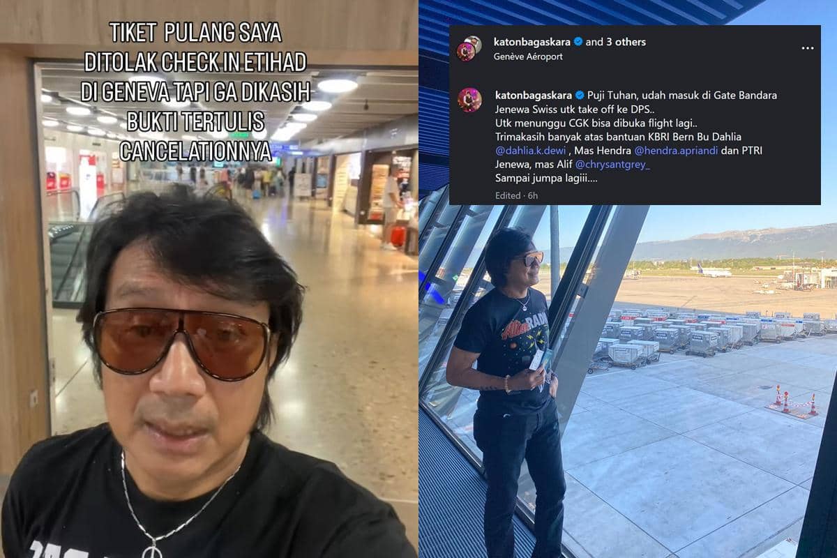 Katon Bagaskara tersenyum dalam potret yang dibagikan saat ia akhirnya dapat kembali pulang ke Jakarta.
