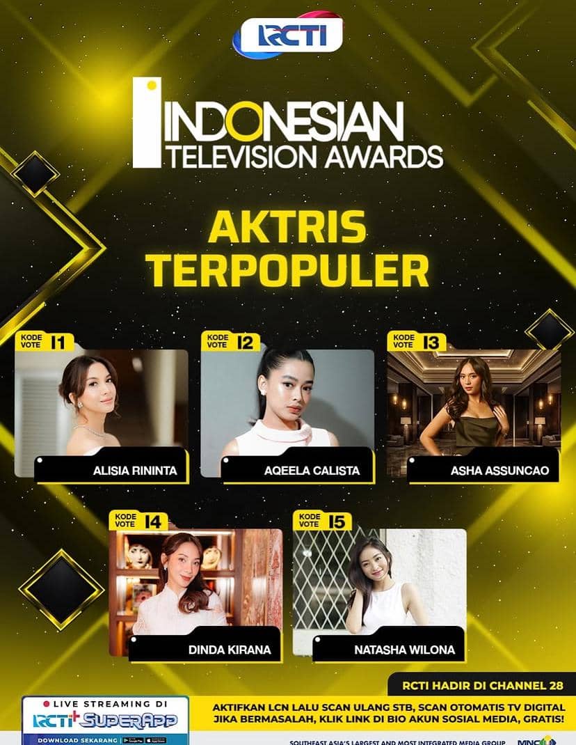 Daftar nominasi Indonesian Television Awards 2026 yang dibagikan melalui akun Instagram Indonesian TV Awards.