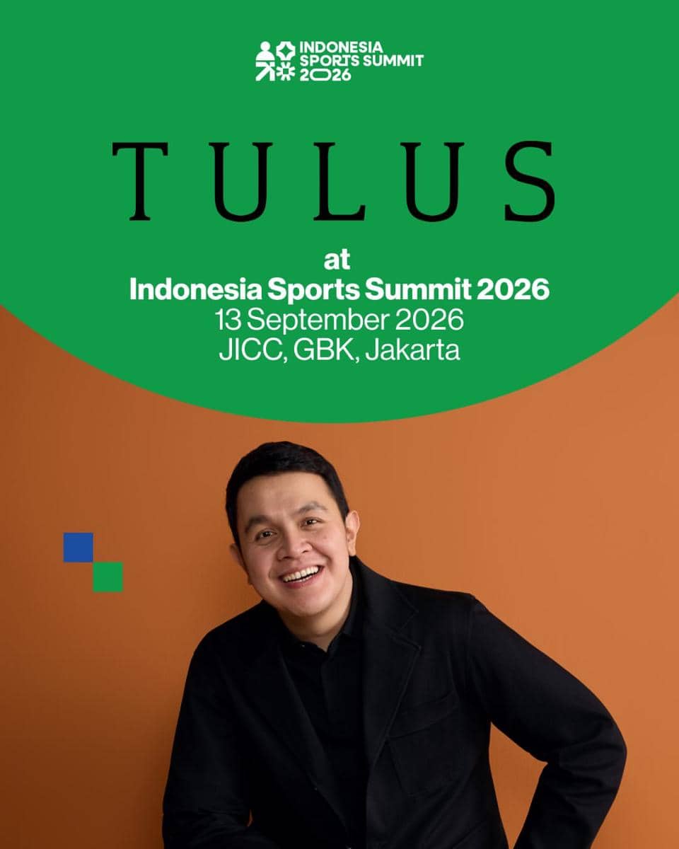 Tulus menghadiri Indonesia Sports Summit 2026 dalam unggahan akun Instagram Kementerian Pemuda dan Olahraga.