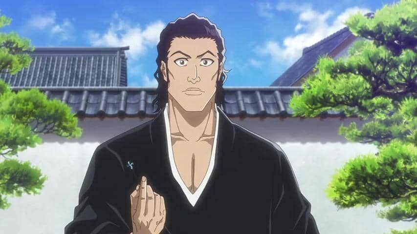 Potret karakter Shunzan, kakak Kyoraku, dari anime Bleach: Thousand-Year Blood War produksi Pierrot.