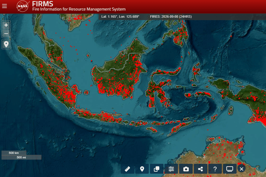 tangkapan layar FIRMS NASA