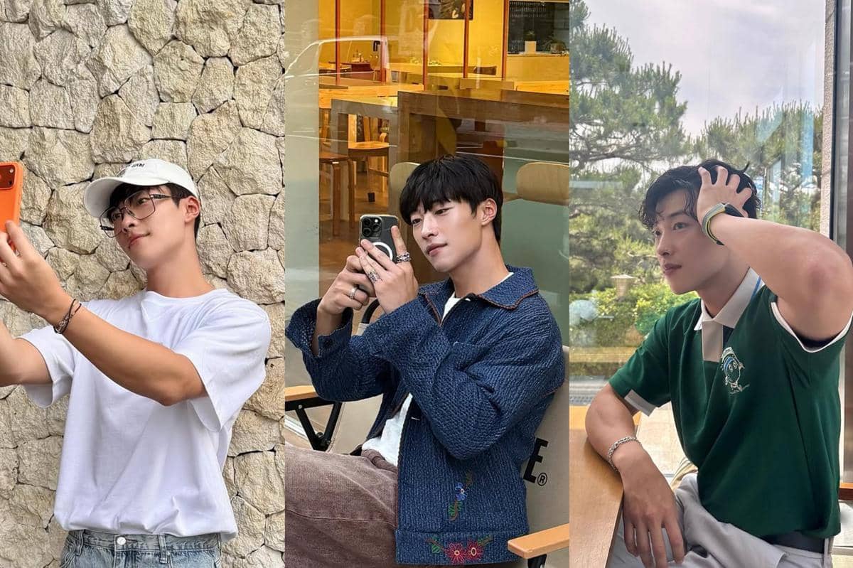 8 Ide OOTD Cafe Hopping pakai Kaus Lengan Pendek ala Woo Do Hwan